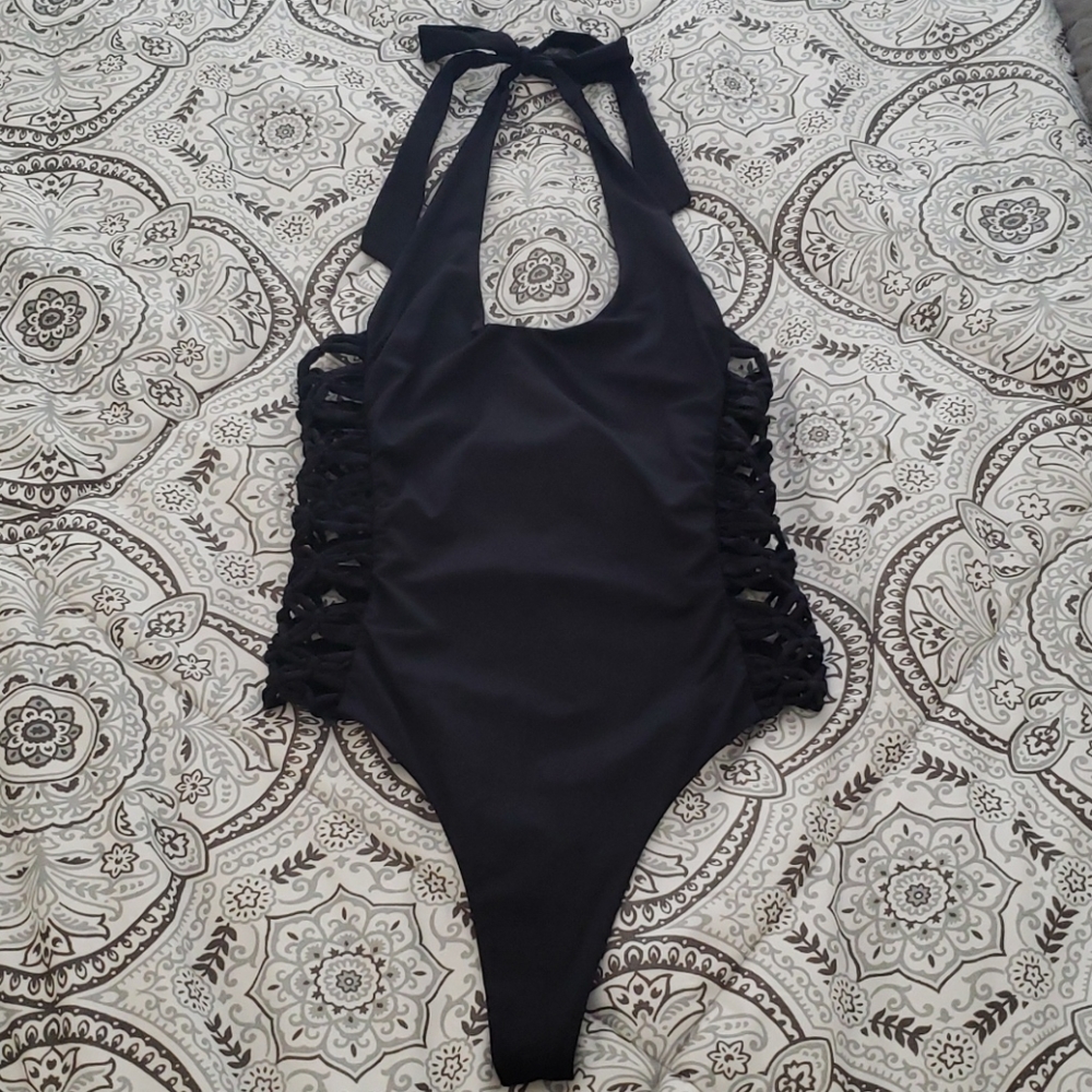 Frankie's Bikinis Black One Piece Swimsuit
